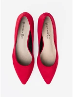 Designové dámské červené  lodičky na širokém podpatku