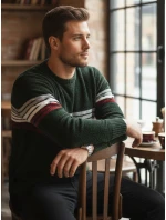 Pánský pruhovaný zelený svetr Dstreet model 21982545 - FashionStreet