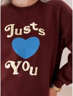 Dámská mikina JUST LOVE YOU s potiskem oversize vínová FashionStreet BY1474