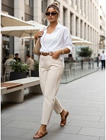 Dámské džíny regular fit high rise ecru FashionStreet UY2987