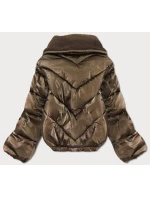 Hnědá krátká dámská oversize bunda se širokými rukávy (J9-016) Hnědá krátká dámská oversize bunda se širokými rukávy (J9-016)