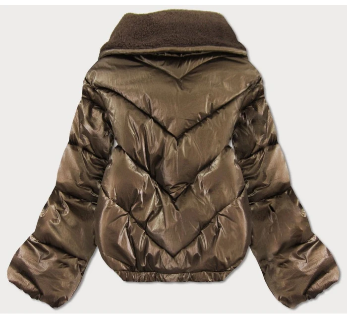 Hnědá krátká dámská oversize bunda se širokými rukávy (J9-016) Hnědá krátká dámská oversize bunda se širokými rukávy (J9-016)