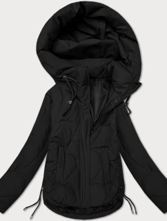 Černá prošívaná dámská bunda pro přechodné období s kapucí model 21389986 - S'WEST