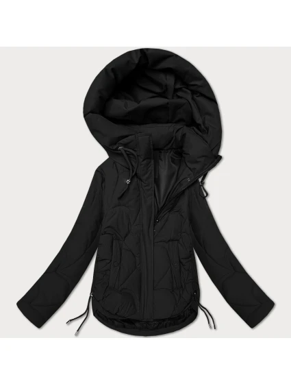 Černá prošívaná dámská bunda pro přechodné období s kapucí model 21389986 - S'WEST