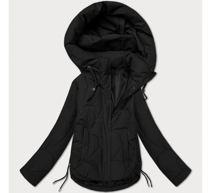 Černá prošívaná dámská bunda pro přechodné období s kapucí model 21389986 - S'WEST
