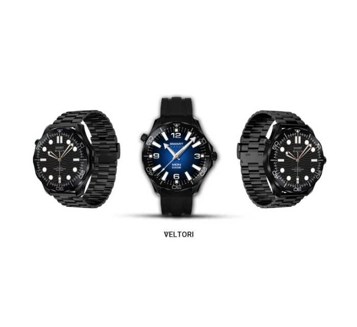 VELTORI VT150-1 Smartwatch Černý silikonový řemínek + černý náramek VELTORI VT150-1 Smartwatch Černý silikonový řemínek + černý náramek