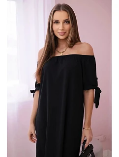 Šaty svázané na rukávech černé