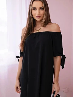 Šaty svázané na rukávech černé