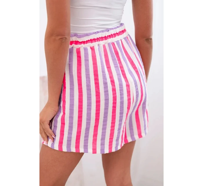 Dámské pruhované bavlněné šortky fialka