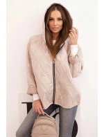 Dámská prošívaná bunda s kapucí tmavě béžová