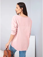 Dámská bavlněná oversize halenka s výstřihem do V a prodlouženým zadním dílem růžová tmavá pudrová Dámská bavlněná oversize halenka s výstřihem do V a prodlouženým zadním dílem růžová tmavá pudrová