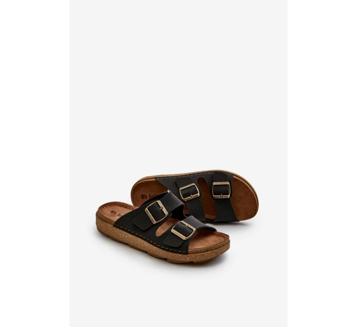 Lehké pohodlné pánské sandály s přezkami model 21665691 Černé - Inblu Lehké pohodlné pánské sandály s přezkami model 21665691 Černé - Inblu