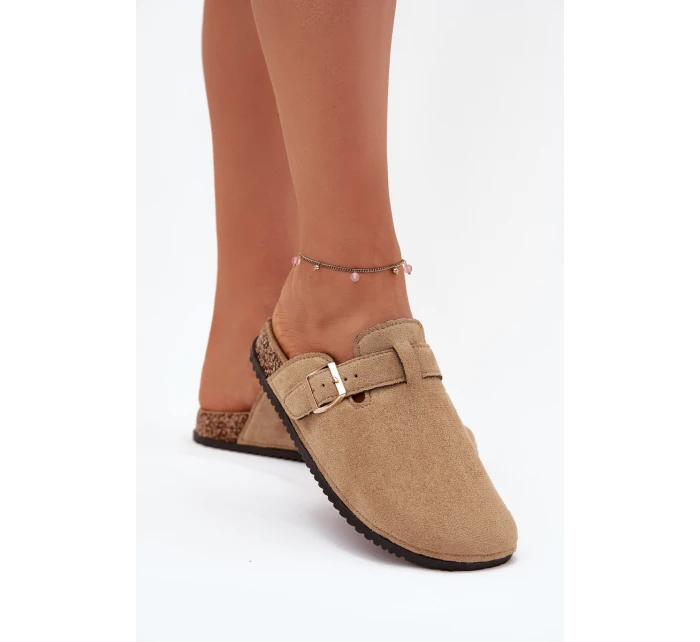 Dámské pantofle na korkové platformě Big Star – béžové