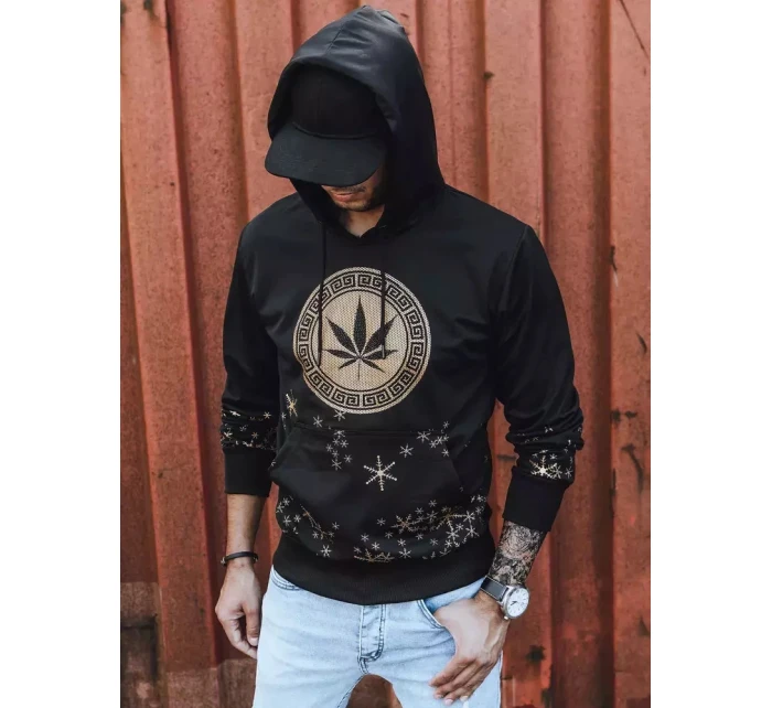 Pánská mikina s potiskem černá FashionStreet BX5325