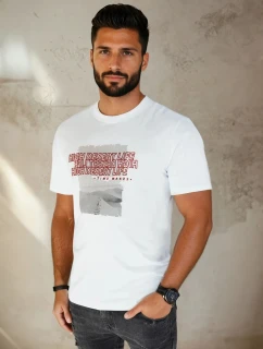 Pánské bílé tričko s potiskem FashionStreet RX5487