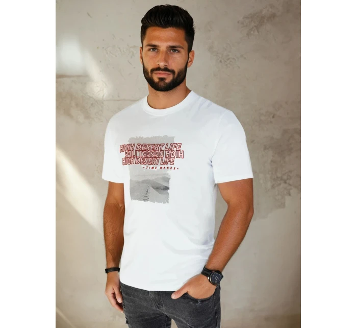Pánské bílé tričko s potiskem FashionStreet RX5487