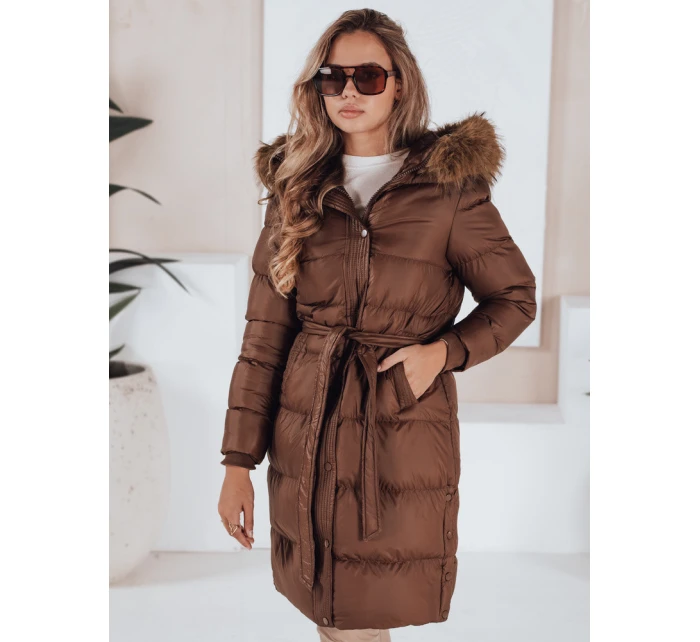 Dámská prošívaná zimní bunda s kožešinou hnědá Dstreet model 21990866 - FashionStreet