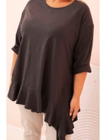 Dámská blůza Plus Size s model 21259114 kapsou a ohrnutým rukávem kiwi - K-Fashion Dámská blůza Plus Size s model 21259114 kapsou a ohrnutým rukávem kiwi - K-Fashion
