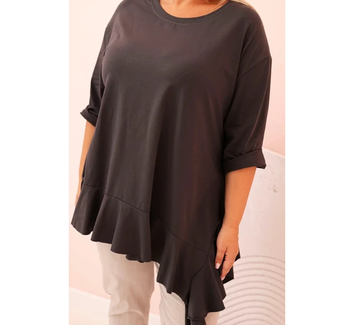 Dámská blůza Plus Size s model 21259114 kapsou a ohrnutým rukávem kiwi - K-Fashion Dámská blůza Plus Size s model 21259114 kapsou a ohrnutým rukávem kiwi - K-Fashion