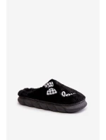 Dámské Fleece Pantofle S Nášivkami A Mašlí Černé Linnorelia Dámské Fleece Pantofle S Nášivkami A Mašlí Černé Linnorelia