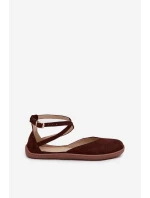 Dámské semišové baleríny s pásky čokoládové model 21706950 - Zazoo Dámské semišové baleríny s pásky čokoládové model 21706950 - Zazoo