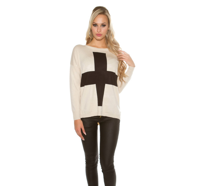 Trendy KouCla Oversize svetr s křížem