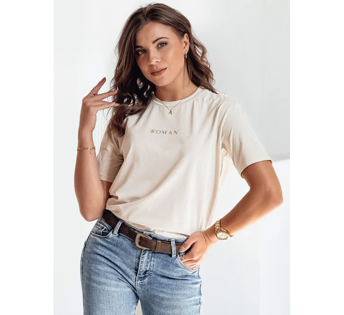 Dámské tričko WOMAN beige FashionStreet RY2552 Dámské tričko WOMAN beige FashionStreet RY2552