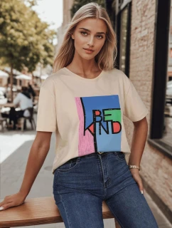 KINDBE dámské tričko s potiskem broskvová FashionStreet RY2615