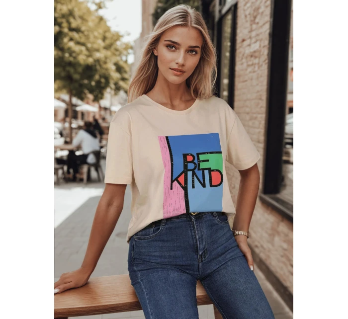 KINDBE dámské tričko s potiskem broskvová FashionStreet RY2615