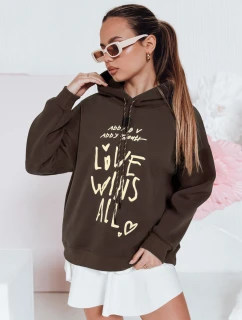 Dámská oversize mikina s kapucí LOVEWILL hnědá FashionStreet BY1470