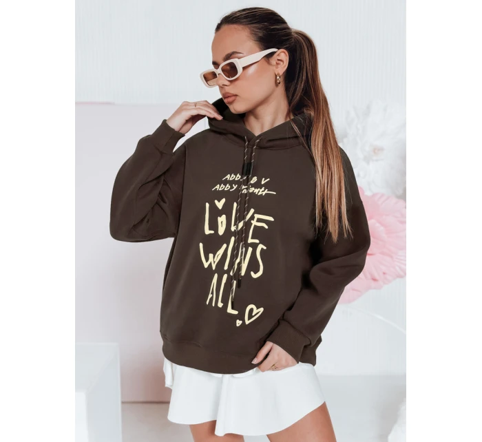 Dámská oversize mikina s kapucí LOVEWILL hnědá FashionStreet BY1470 Dámská oversize mikina s kapucí LOVEWILL hnědá FashionStreet BY1470