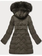 Dámská zimní bunda v army barvě s odepínací kapucí (16m9060-136)