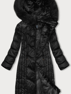 Černá dlouhá vypasovaná zimní bunda S'WEST (B8201-1)