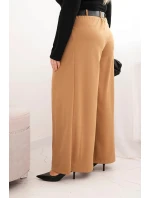 Dámské kalhoty Plus Size s širokou nohavicí a páskem model 21725275 - K-Fashion