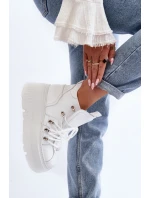 Zazoo 3416 Kožené Dámské Sportovní Boty Bílé