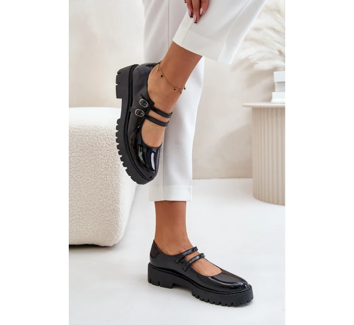 Lakované Dámské Polobotky S Pásky Černé model 21671162 - Boto