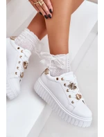 Dámské tenisky s ozdobami bílé model 21683081 - EVENTO Dámské tenisky s ozdobami bílé model 21683081 - EVENTO