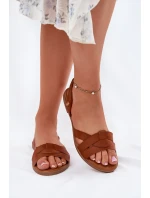 Ploché Dámské Sandály Z Eko Kůže Camel model 21698465 - EVENTO