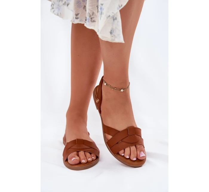 Ploché Dámské Sandály Z Eko Kůže Camel model 21698465 - EVENTO