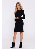 M821 Šaty z žebrového úpletu se širokými rukávy - černé