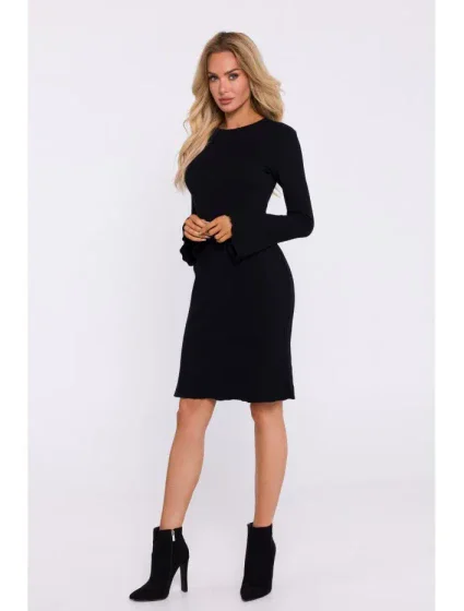 Šaty z úpletu se širokými rukávy černé model 20515152 - Moe