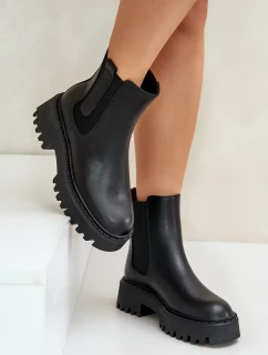 Dámské kožené zateplené kotníkové boty Big Star Chelsea - černé