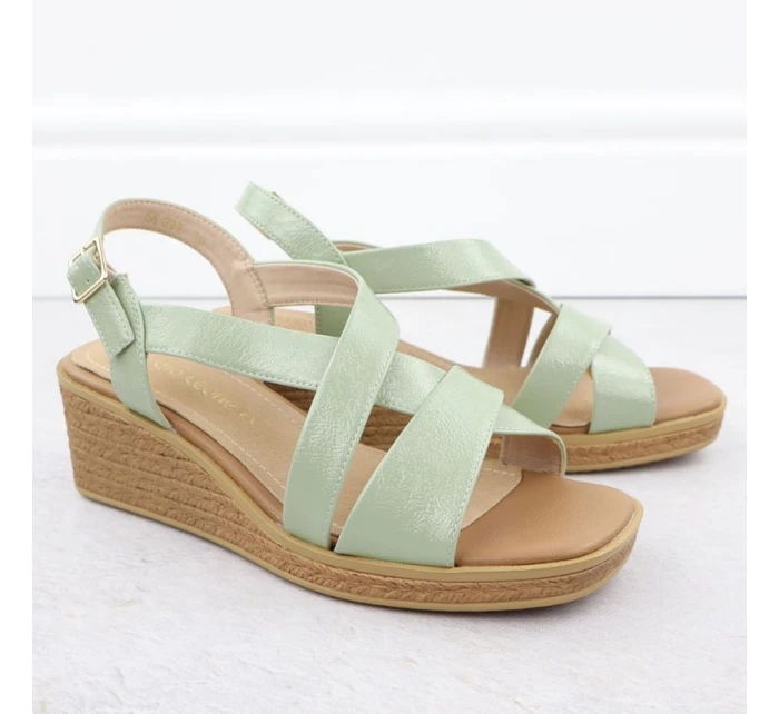 Zelené lakované dámské sandály na platformě Sergio Leone SK298