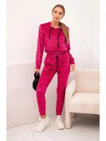 Dámská souprava z veluru s potiskem fuchsiová