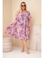 Dámské viskózové šaty Plus Size s krátkým rukávem a model 22043102 vzorem růžová - K-Fashion
