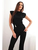 Dámský komplet s  a širokými kalhotami černý model 22084847 - K-Fashion