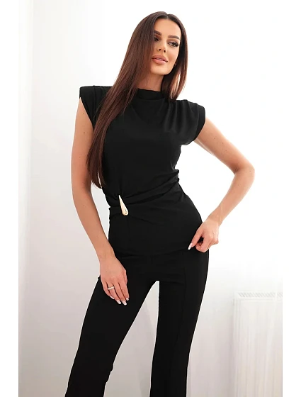 Dámský komplet s  a širokými kalhotami černý model 22084847 - K-Fashion