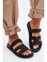 Dámské látkové sandály na zip černé model 21628607 - Boto Dámské látkové sandály na zip černé model 21628607 - Boto