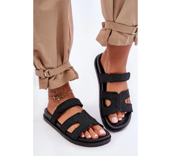 Dámské látkové sandály na zip černé model 21628607 - Boto Dámské látkové sandály na zip černé model 21628607 - Boto