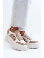 Zazoo 1833 Dámské Kožené Tenisky na Masivní Podrážce Bílé